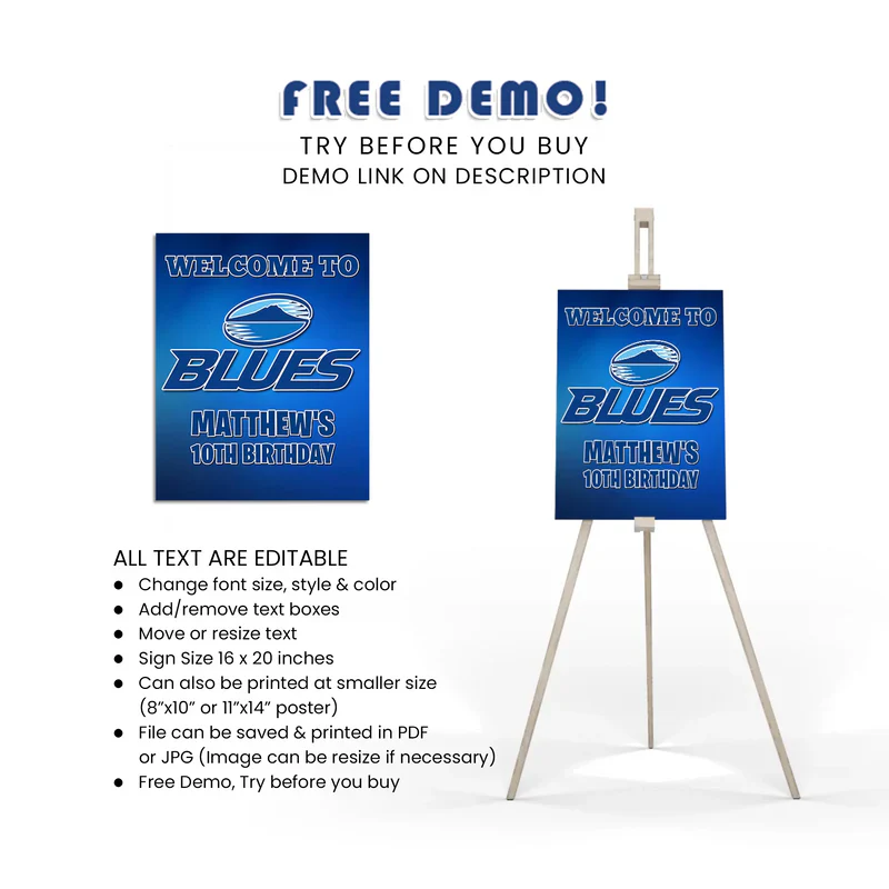 The Blues Rugby Welcome Sign Digital Download Poster
