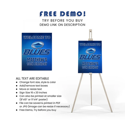 The Blues Rugby Welcome Sign Digital Download Poster