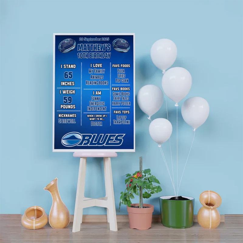 The Blues Birthday Decorations, Auckland Rugby Party Supplies, Rugby Themed, All Blacks Digital Template, Editable The Blues Rugby Image SVG PNG