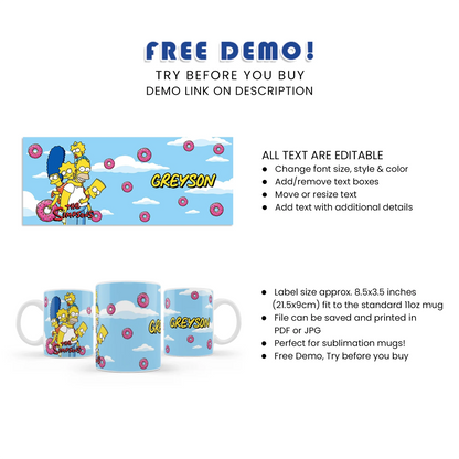 The Simpsons Sublimation Mug - Custom Mugs with The Simpsons Designs