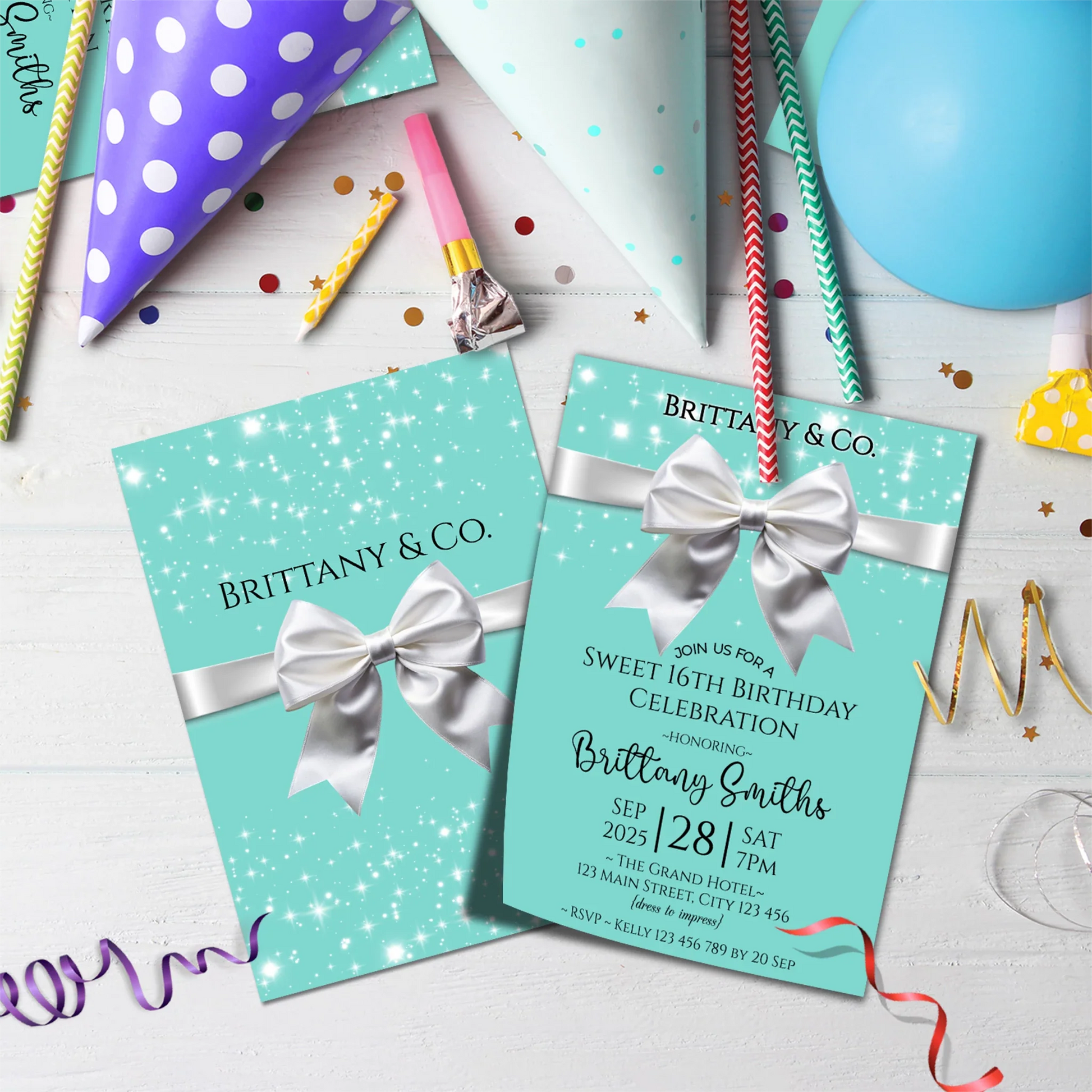 Luxury Items Birthday Decorations, Tiffany & CO Party Supplies, Tiffany n CO Themed, Tiffany&CO Digital Template, Editable Tiffany & CO inspired Image SVG PNG