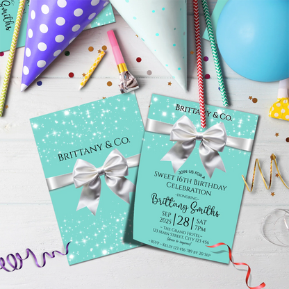 Luxury Items Birthday Decorations, Tiffany & CO Party Supplies, Tiffany n CO Themed, Tiffany&CO Digital Template, Editable Tiffany & CO inspired Image SVG PNG