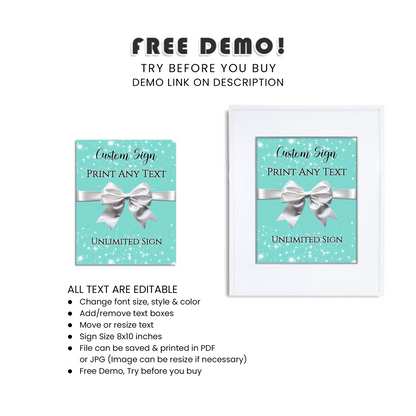 Tiffany & CO Inspired Personalized Custom Sign Luxury Birthday Decor