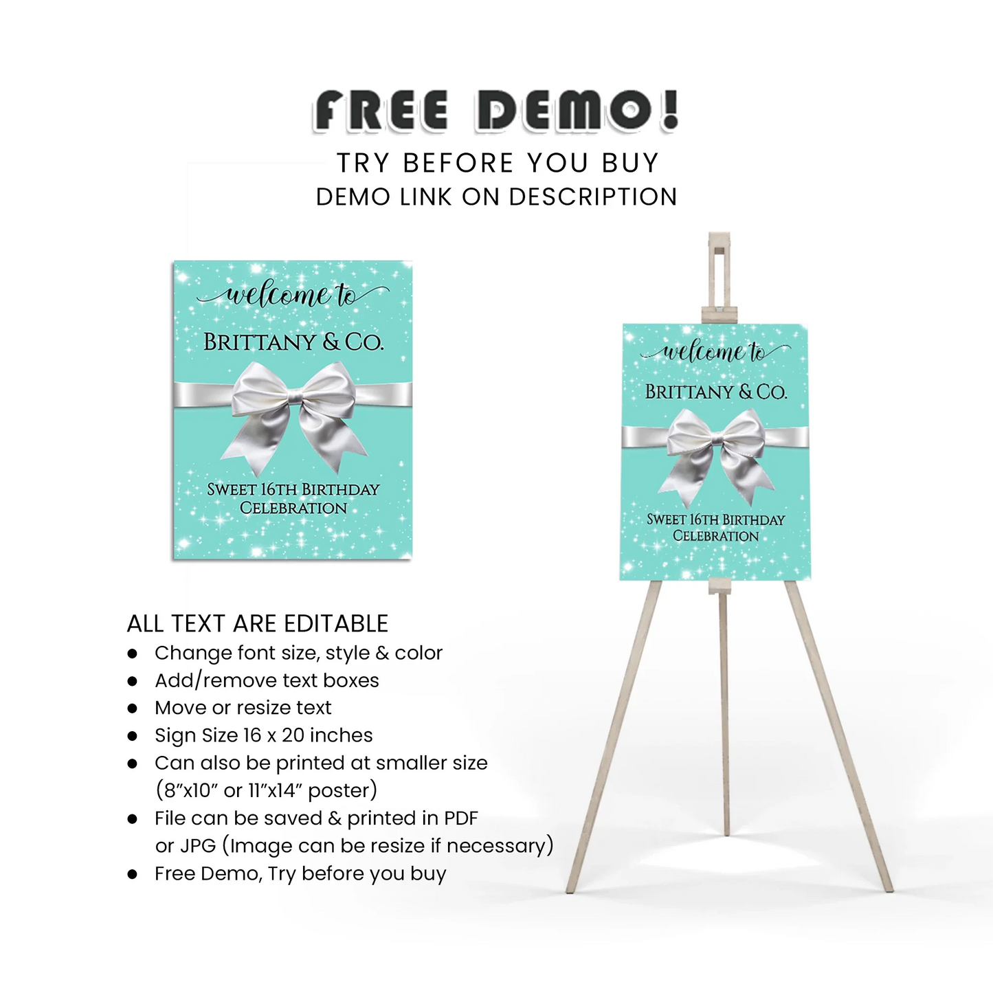 Tiffany & CO Inspired Personalized Welcome Sign Custom Event Decor