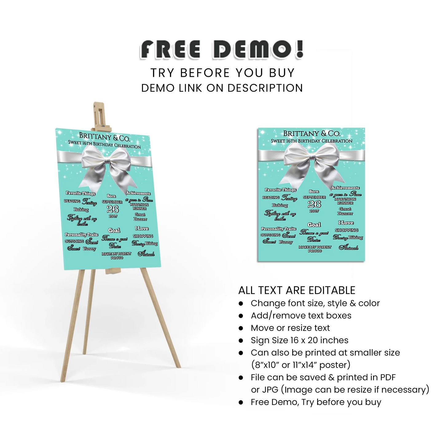 Tiffany & CO Inspired Personalized Milestone Poster Custom Digital