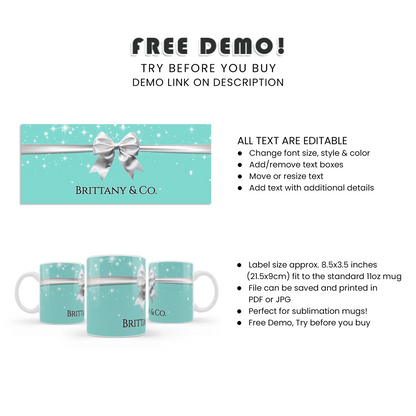 Tiffany & CO Inspired Personalized Sublimation Mug Custom Luxury Gift