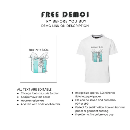 Tiffany & CO Inspired Personalized Sublimation T-Shirt Custom DIY
