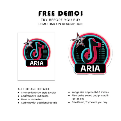 Tiktok Cake Toppers Printable Birthday Topper Instant Download Template