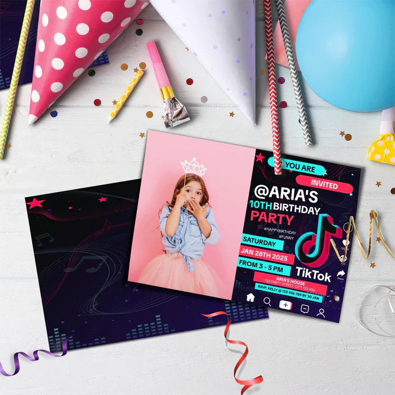 Tiktok Birthday Decorations, Tik tok Party Supplies, tiktok live Themed, Douyin Digital Template, Editable Tiktok Image SVG PNG