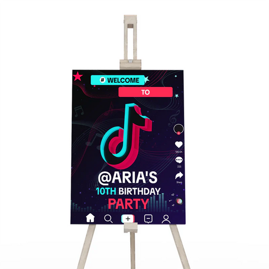 Tiktok welcome sign for party entrance with editable name and age