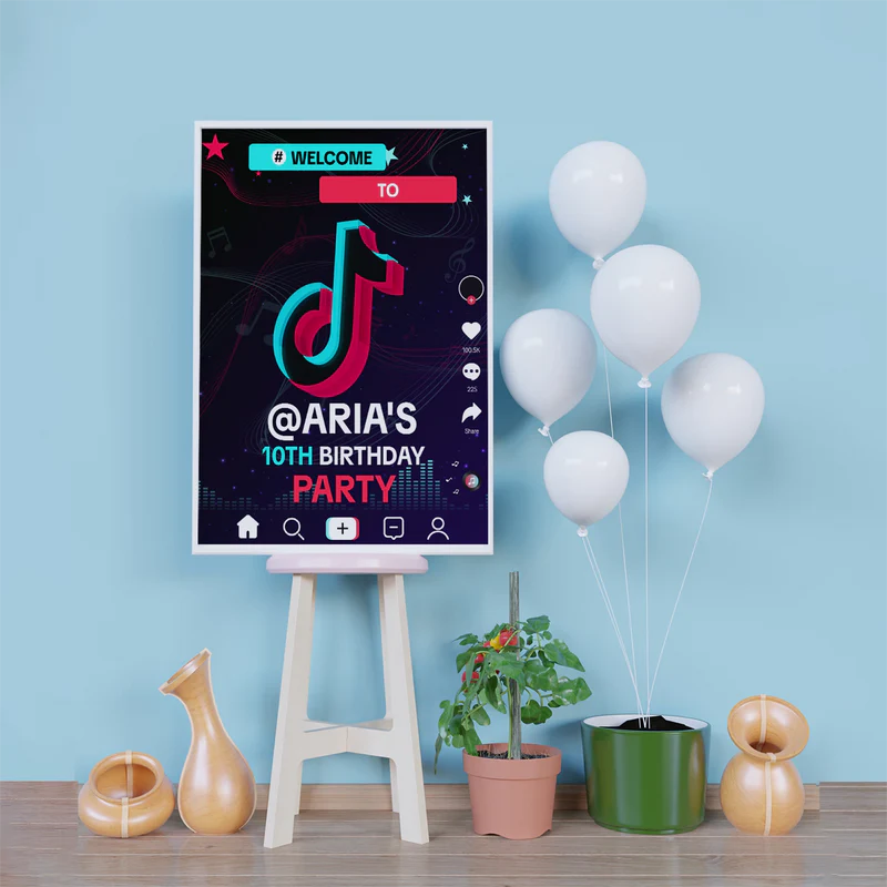Tiktok Birthday Decorations, Tik tok Party Supplies, tiktok live Themed, tiktok Digital Template, Editable Tiktok Image SVG PNG