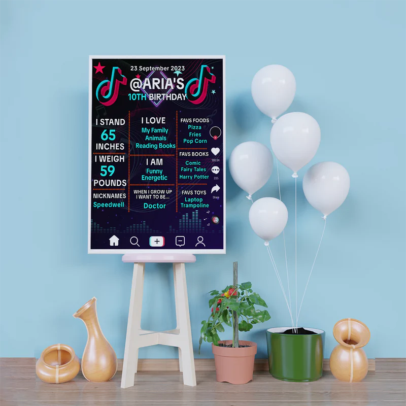 Tiktok Birthday Decorations, Tik tok Party Supplies, tiktok live Themed, tiktok Digital Template, Editable Tiktok Image SVG PNG