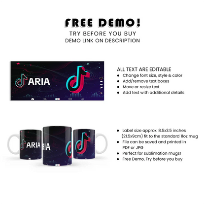 Tiktok Mug Design Printable Sublimation PNG Personalized Birthday Mug
