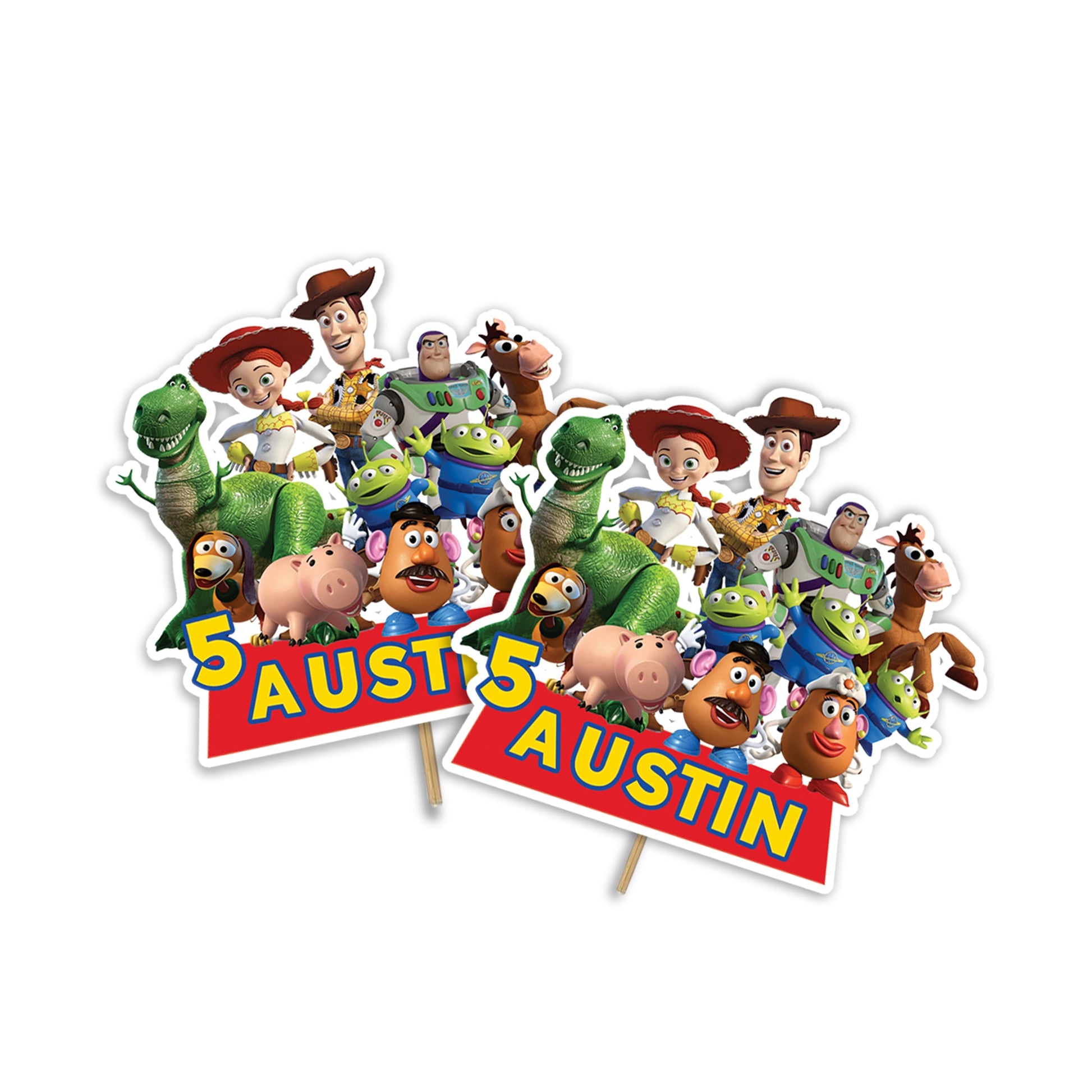 Custom cake toppers featuring Toy Story characters