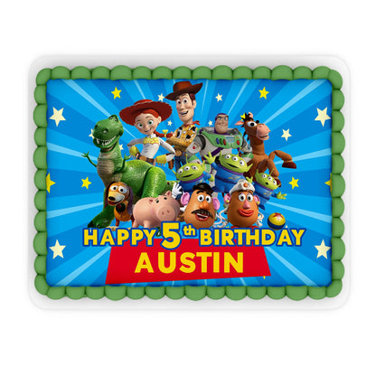 Custom edible sheet cake images with Toy Story characters