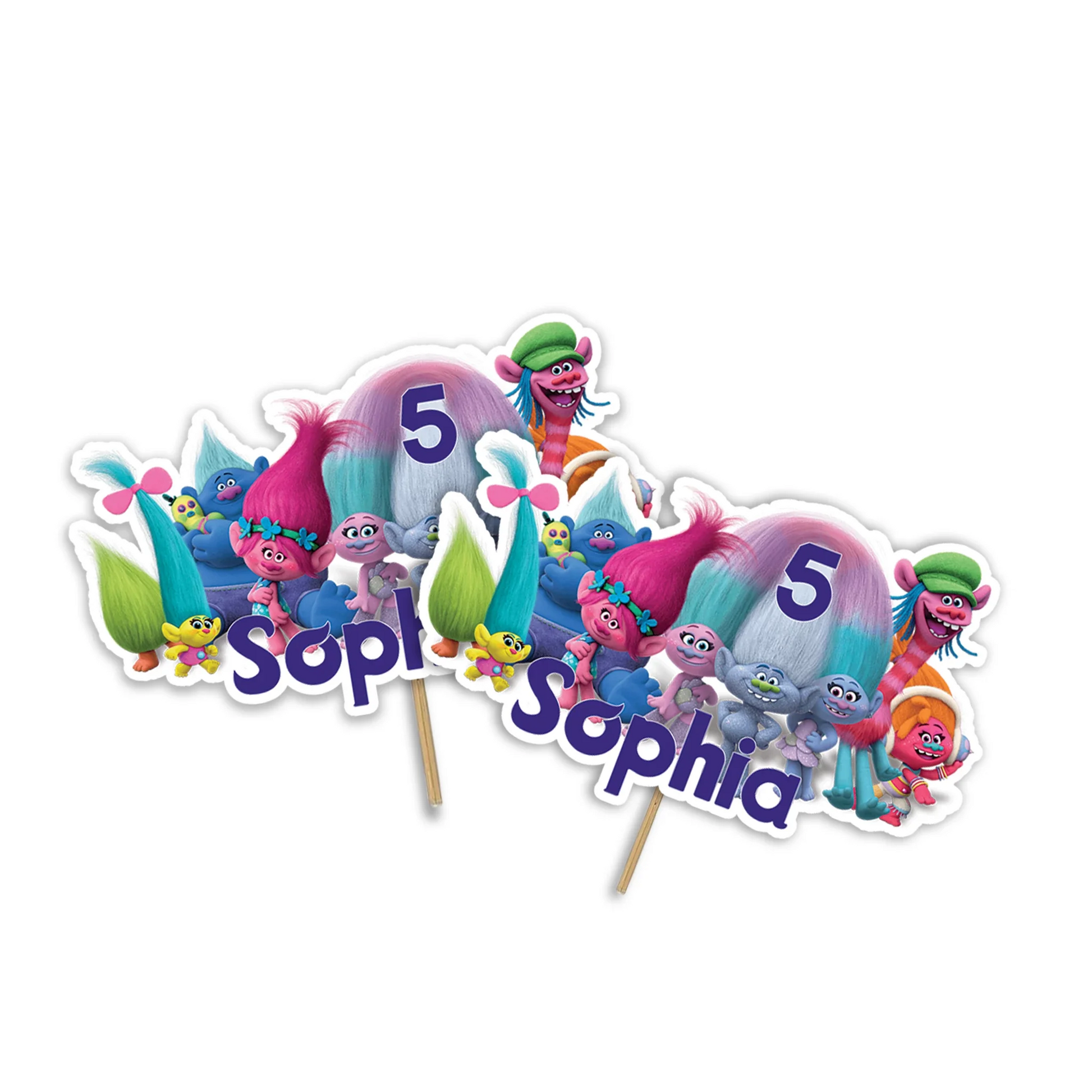 Trolls Personalized Cake Toppers Featuring Custom name and age