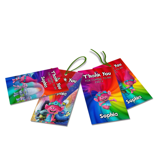 Trolls Personalized thank you Tags for Party favors