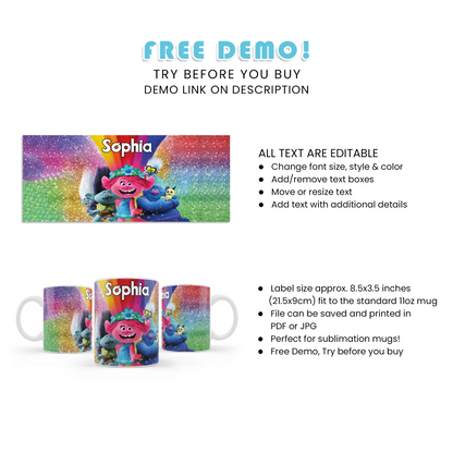 Trolls Sublimation Mug - Custom Trolls Mug Gift