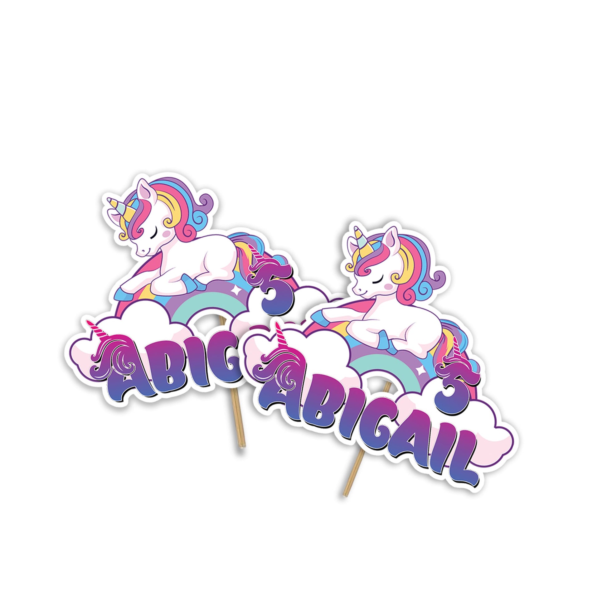 Personalized unicorn cake toppers