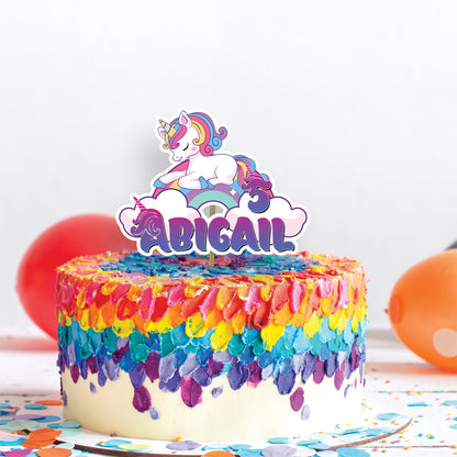 Personalized unicorn cake toppers