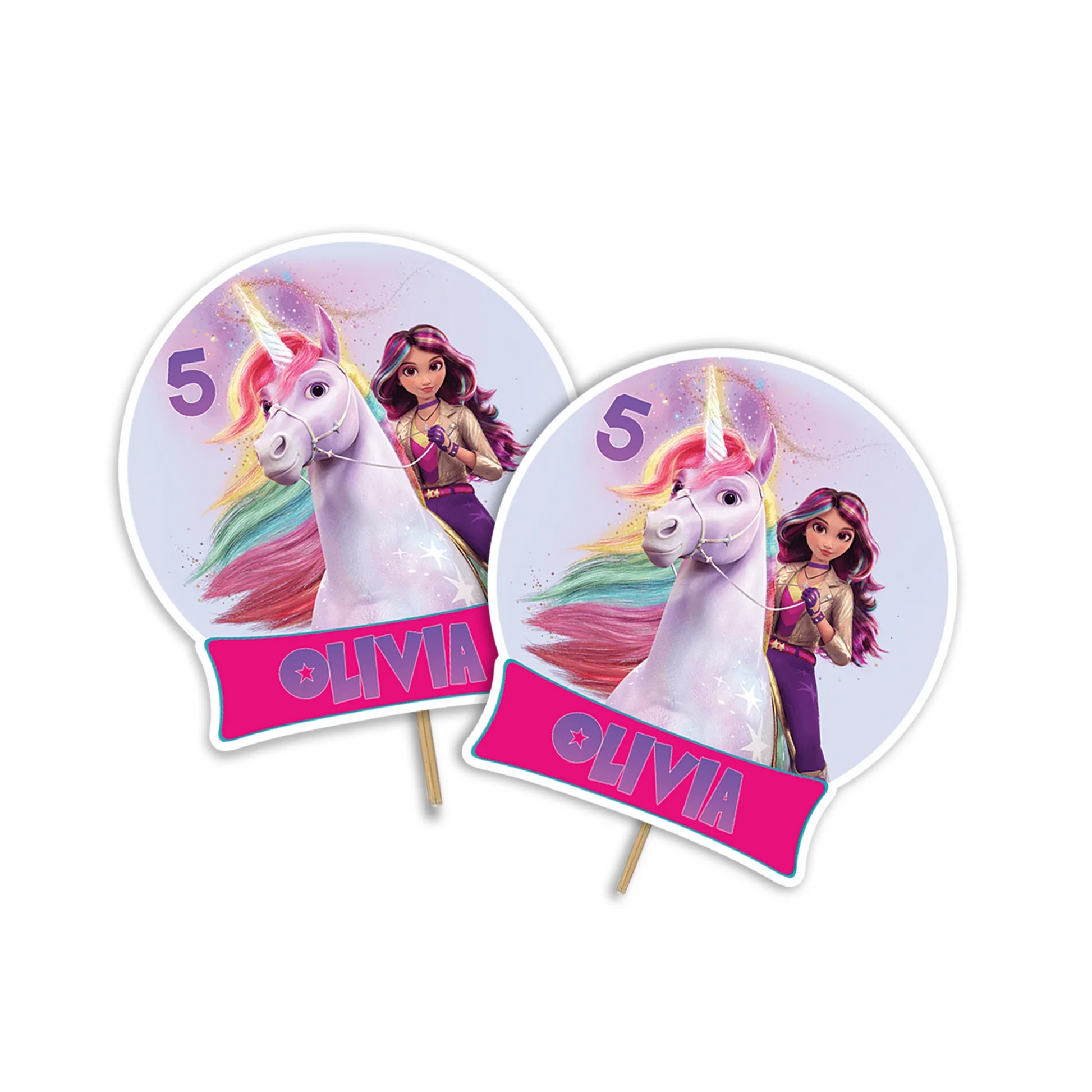 Unicorn Academy Personalized Cake Toppers - Custom cake topper with Unicorn Academy theme