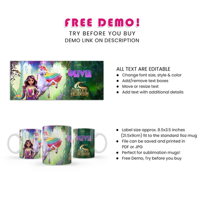 Unicorn Academy Sublimation Mug - Personalized Sublimation Mugs with Unicorn Academy Theme