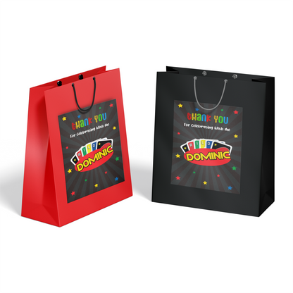 Uno cards themed goody bag labels for party giveaways