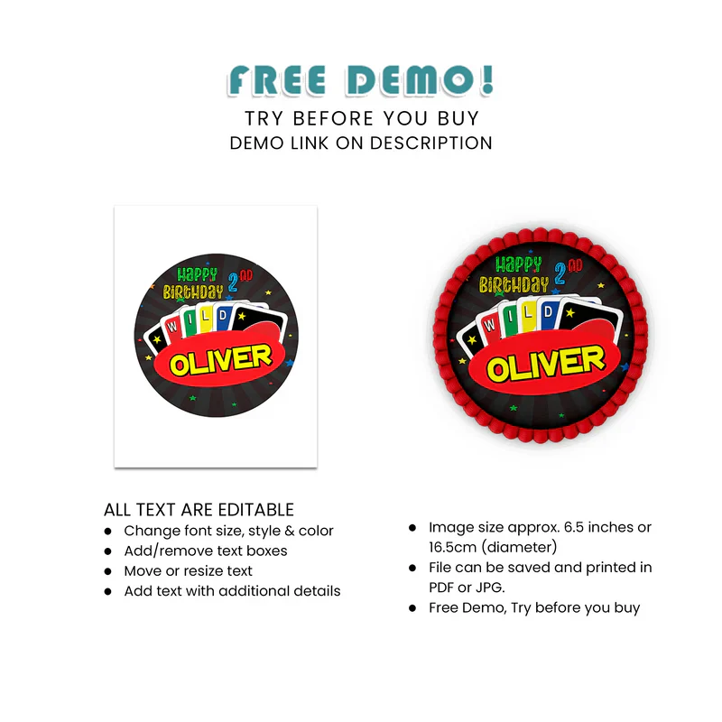 Uno Edible Icing Cake Image Printable for Kids Party