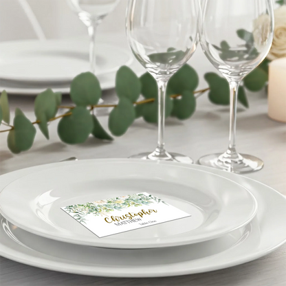 White Rose DIY Wedding, Floral Wedding Party Supplies, Eucalyptus Leaves Themed, DIY Wedding Digital Template, Editable White Rose and Eucalyptus Leaves Image SVG PNG