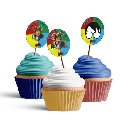 Wizard Personalized cupcake Toppers featuring Wizard-Themed designs