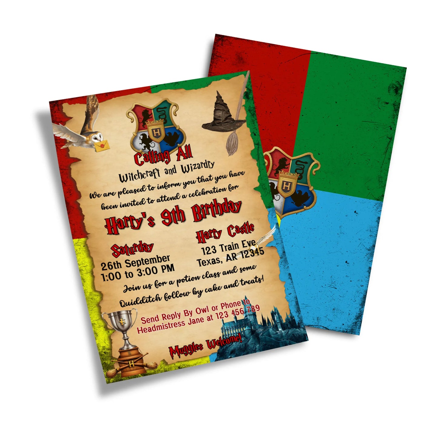 Wizard Personalized Birthday Card Invitations for magical celebrations