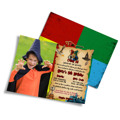 Wizard Personalized Photo Card Invitations with Custom Photo and details