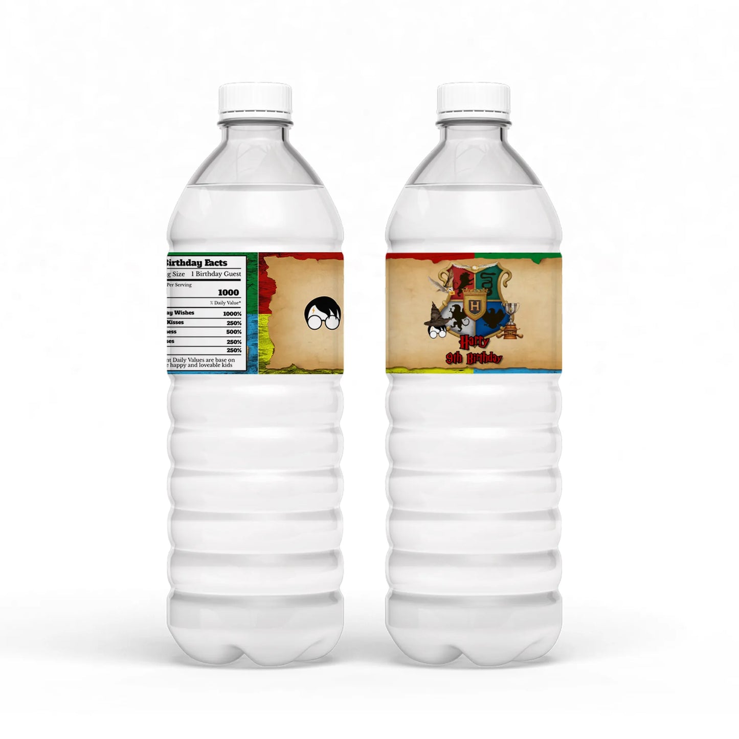 Wizard Personalized Water Bottle Label with Custom name and Wizard designs