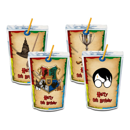 Wizard Personalized Juice Pouch Label with Wizard-Themed graphics