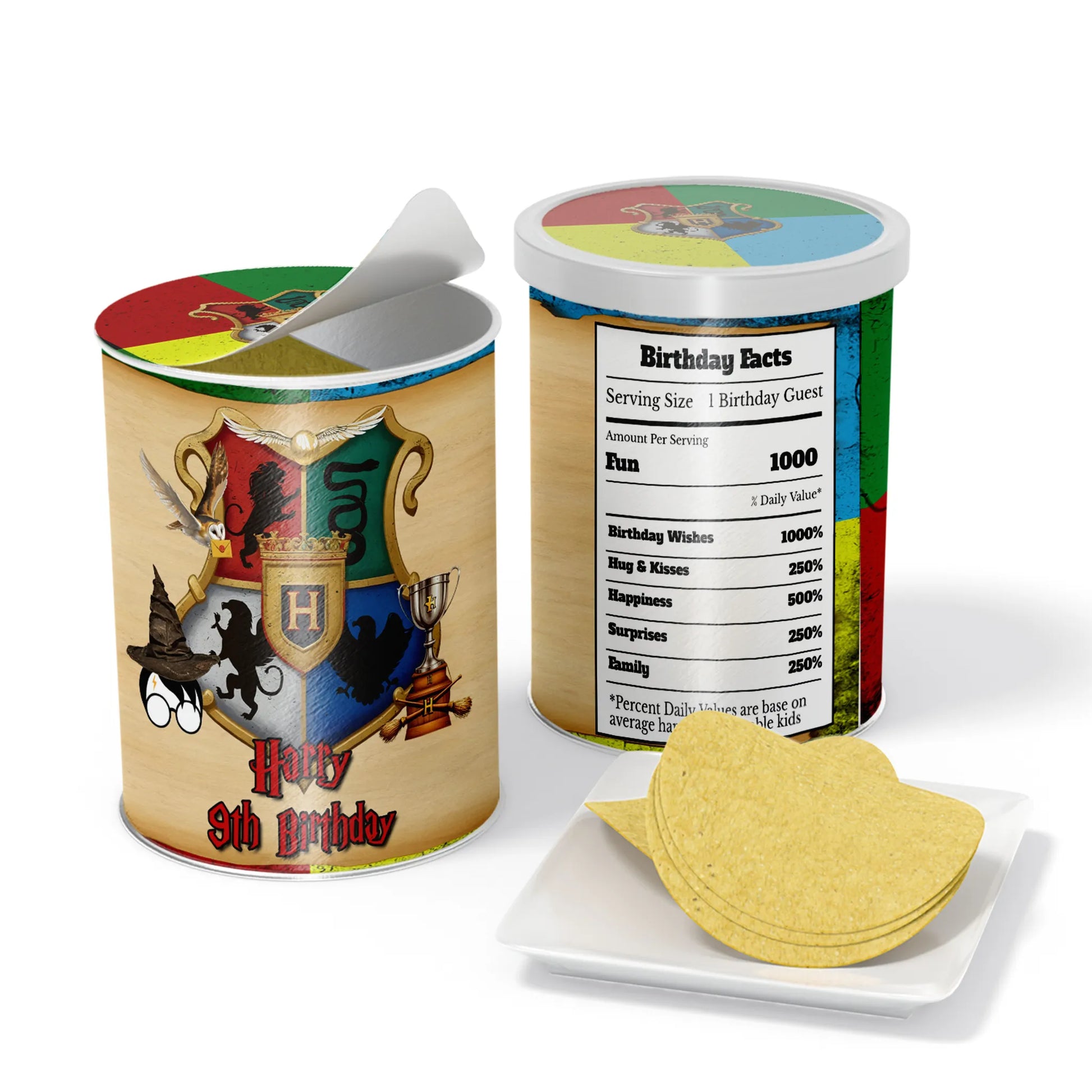 Wizard Small Pringles Label with Personalized Wizard-Themed graphics