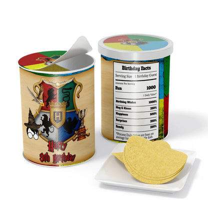 Wizard Small Pringles Label with Personalized Wizard-Themed graphics