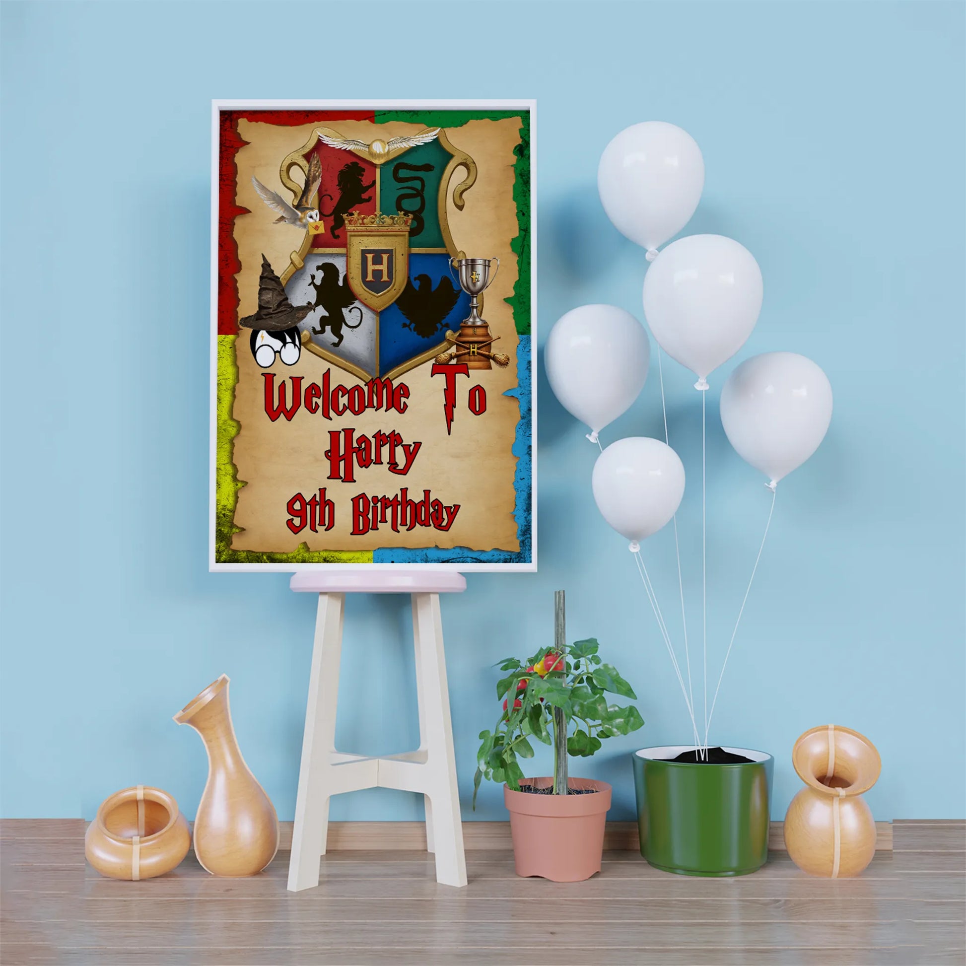 harry Potter Birthday Decorations, hogwarths school Party Supplies, magic school Themed, wizard Digital Template, Editable Wizard Image SVG PNG