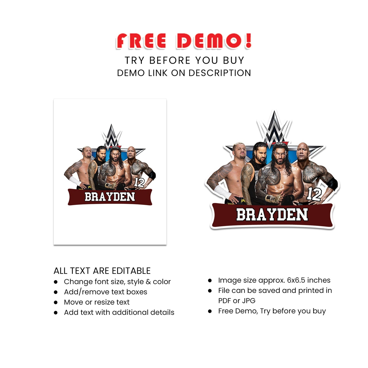 Personalized WWE The Bloodline Cake Toppers - Unique, Customizable, Perfect for Wrestling Fans