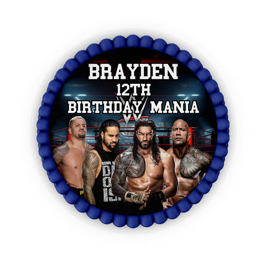 Round WWE The Bloodline personalized cake images