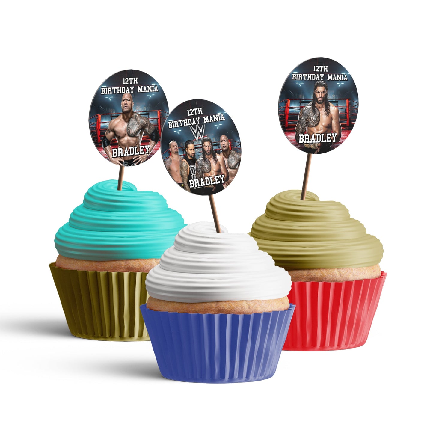 WWE The Bloodline themed personalized cupcakes toppers