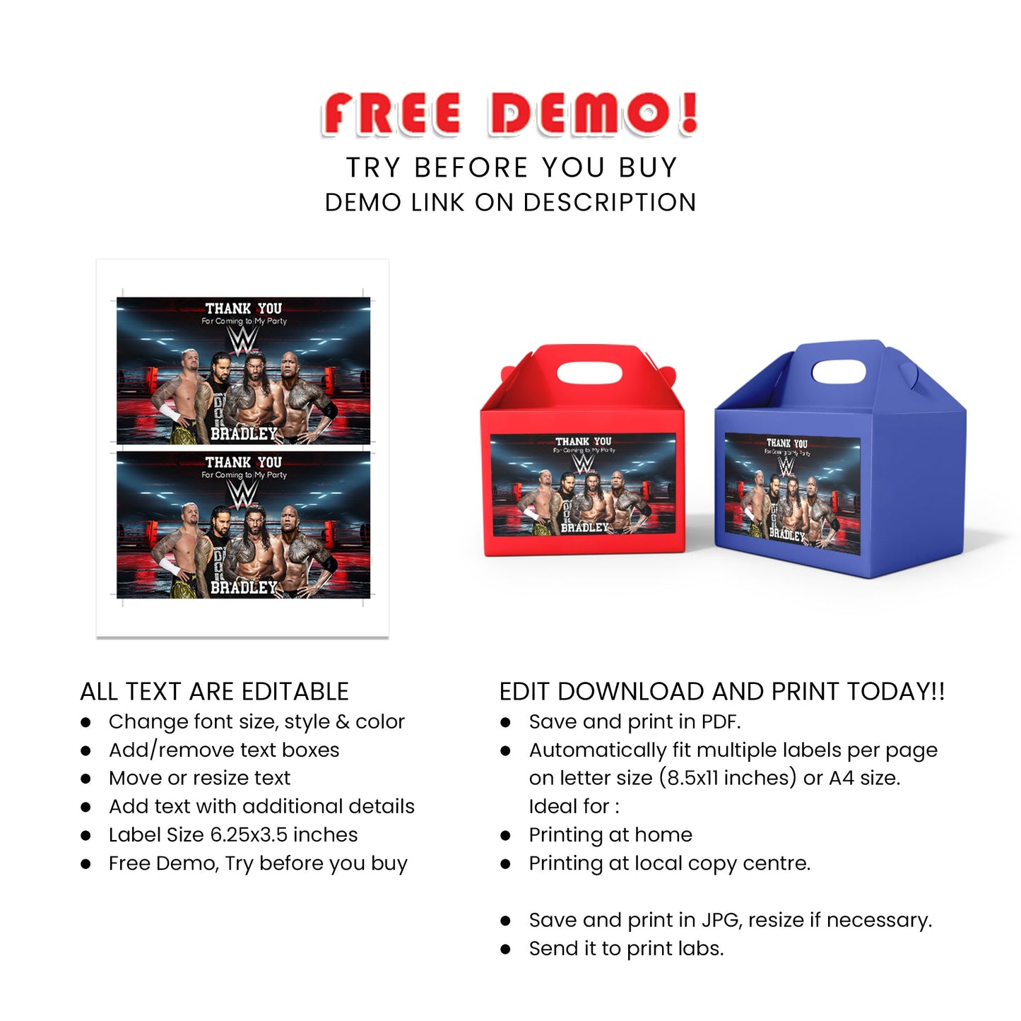 WWE The Bloodline Treat Box Label - Make Your Treats Extra Special