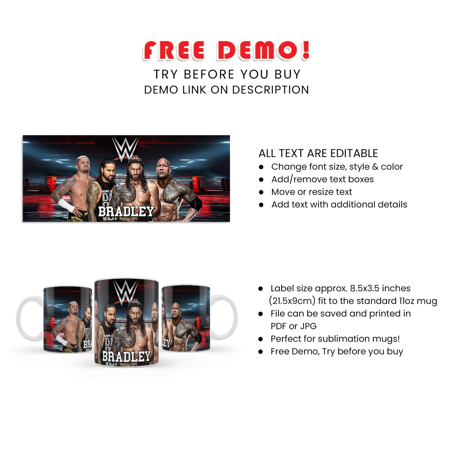 WWE The Bloodline Sublimation Mug - Enjoy Your Coffee in Style