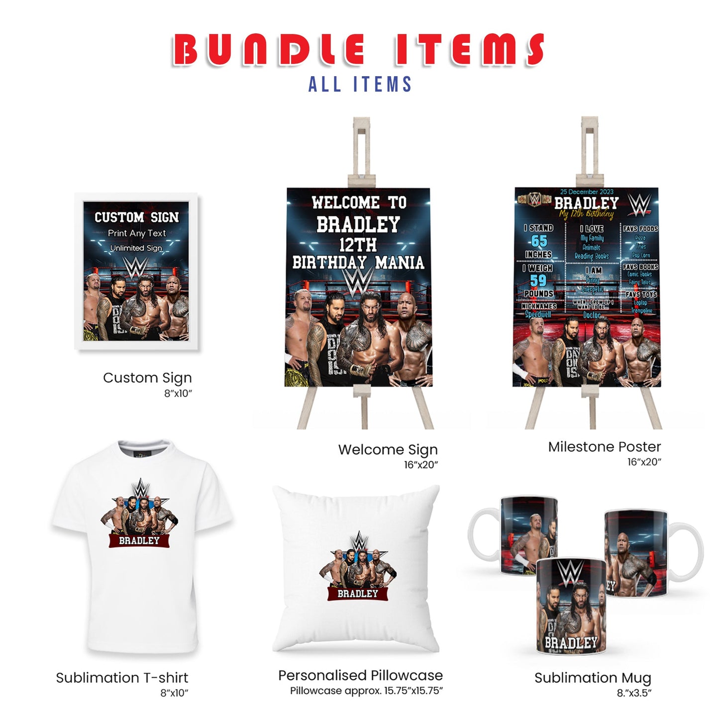 WWE The Bloodline Personalized Digital Template Party Pack Bundle - Custom Digital Templates for WWE The Bloodline Themed Party