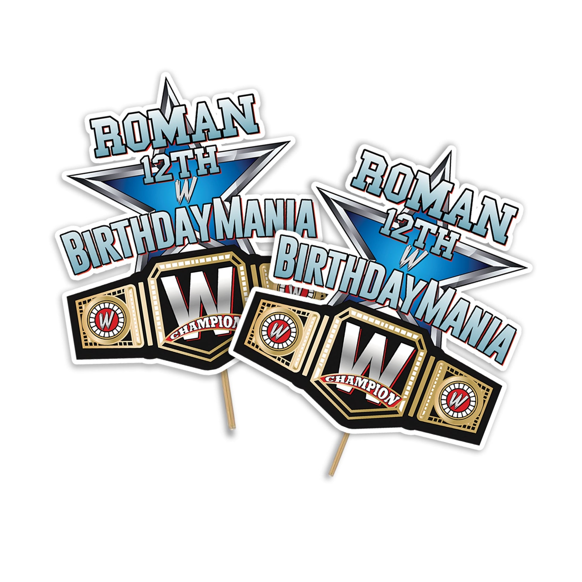 WWE Birthday Mania themed personalized cake toppers