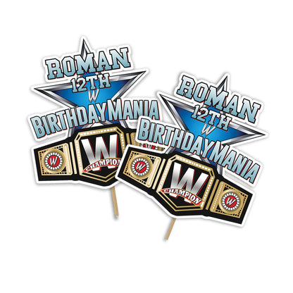 WWE Birthday Mania themed personalized cake toppers