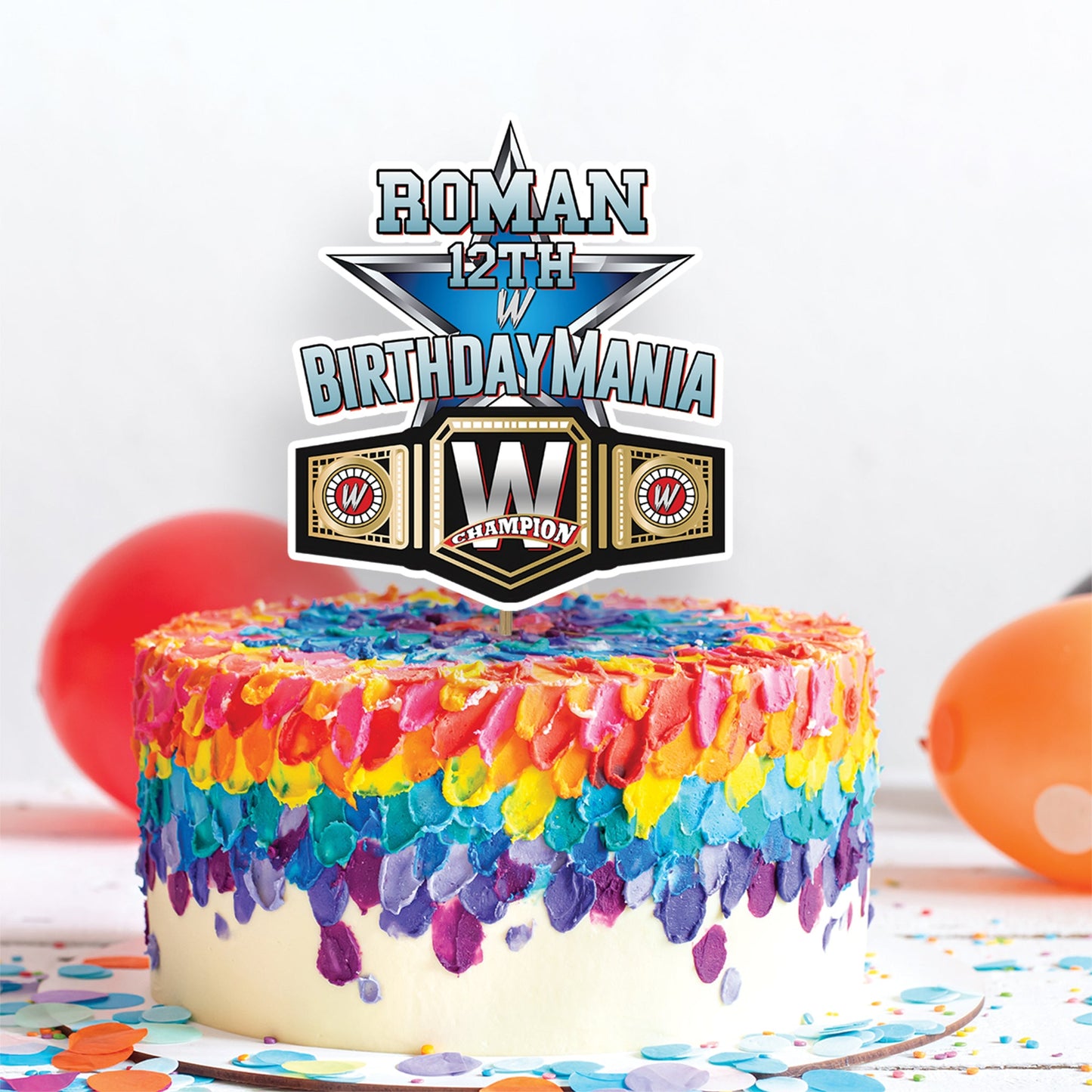 WWE WrestleMania Birthday Decorations, Wrestler Party Supplies, Birthday Mania Themed, Pro Wrestling Digital Template, Editable Wrestle Image SVG PNG