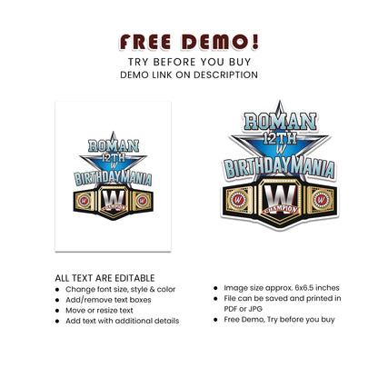 Personalized Birthday Mania Cake Toppers - Unique, Customizable, Perfect for Wrestling Fans