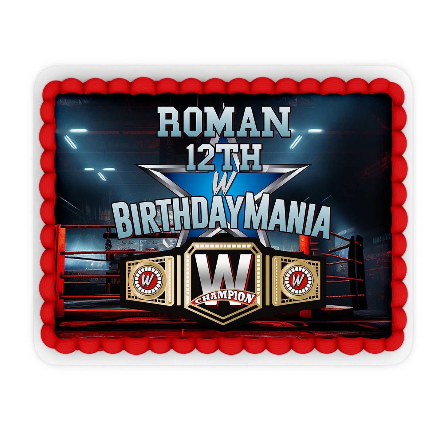 Rectangle WWE Birthday Mania personalized cake images