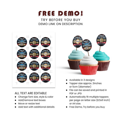 Birthday Mania Personalized Cupcakes Toppers - Make Your Cupcakes Stand Out