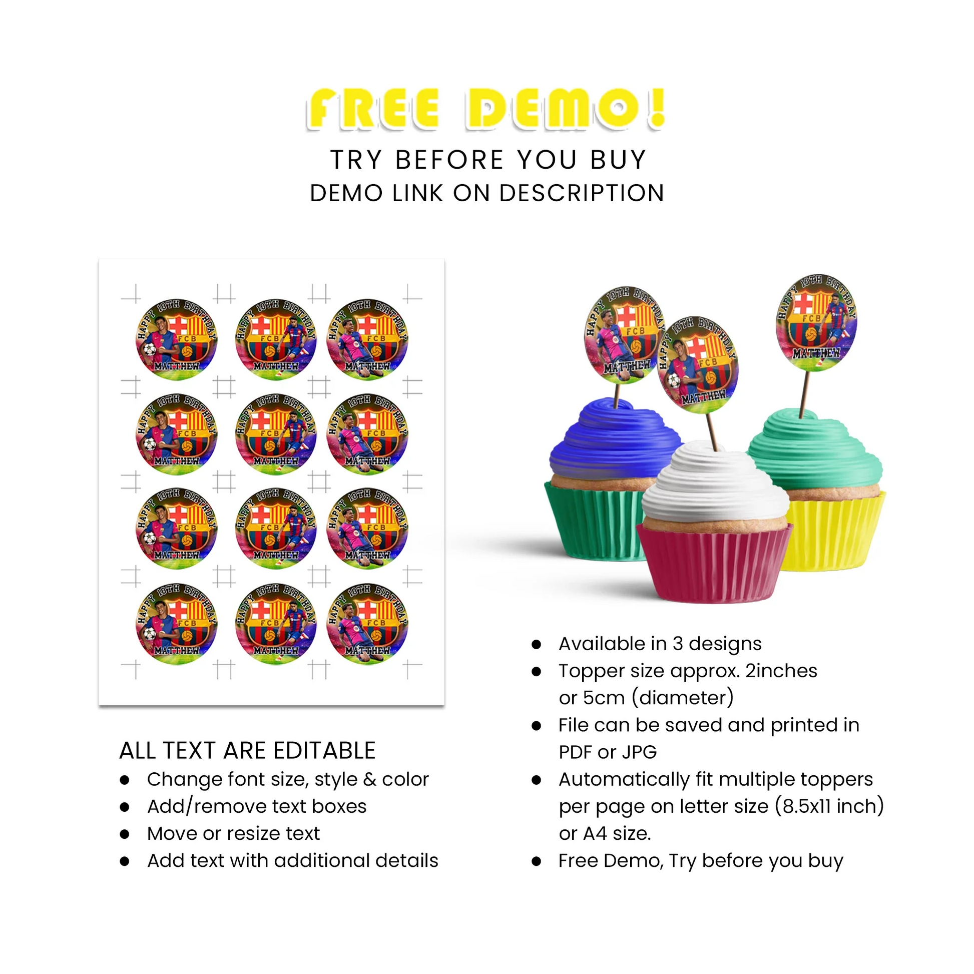 Lamine Yamal Personalized Cupcakes Toppers - Fun Designs for Cupcakes ...